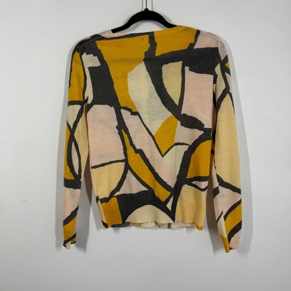 J.Crew Abstract Print Merino Wool Multicolor Cardigan Sweater Size Medium - Picture 4 of 13
